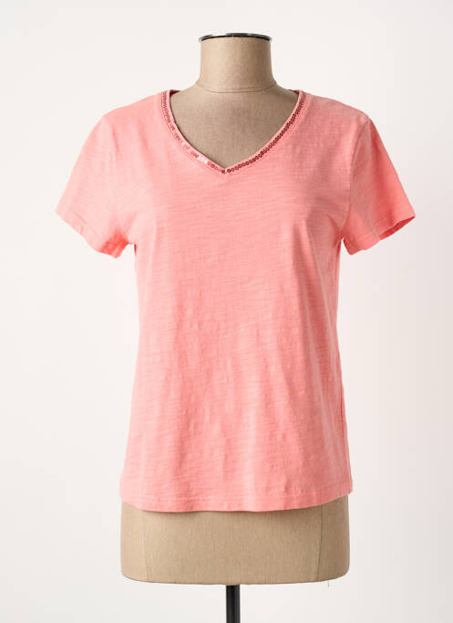 T-shirt col v manches courtes rose ANANKE femme