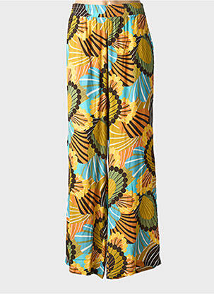 Pantalon large tissage crêpe taille normale jaune DIANA GALLESI femme