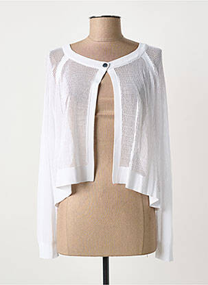 Gilet manches longues maille ajourée blanc DIANA GALLESI femme
