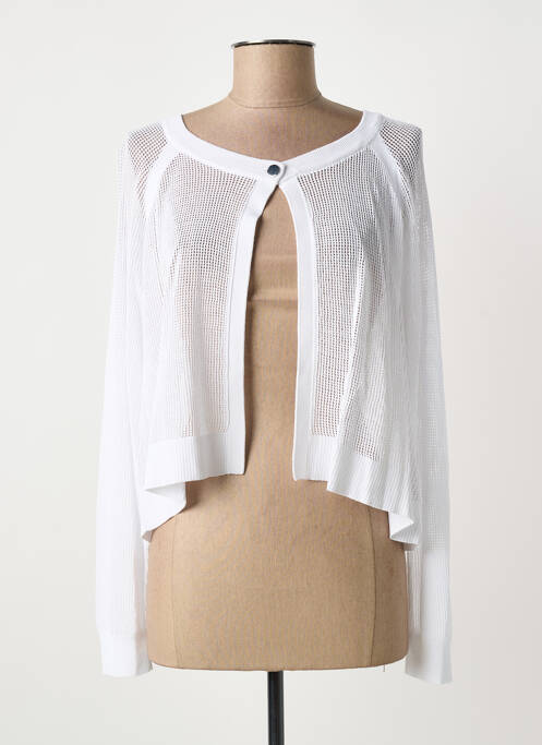 Gilet manches longues maille ajourée blanc DIANA GALLESI femme