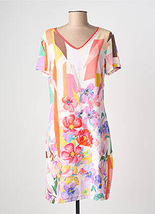 Robe courte manches courtes manches courtes orange MALOKA femme