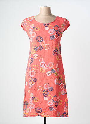 Robe courte manches courtes manches courtes orange COULEURS DU TEMPS femme