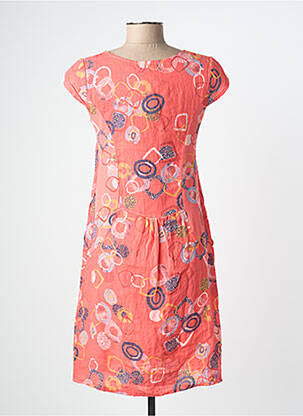 Robe courte manches courtes manches courtes orange COULEURS DU TEMPS femme
