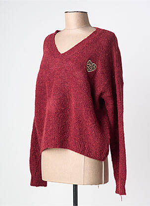Pull col v manches longues rouge M&G MONOGRAM femme