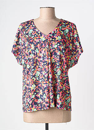 T-shirt col v manches courtes bleu GRIFFON femme