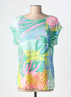 T-shirt stretch manches courtes vert BARBARA LEBEK femme