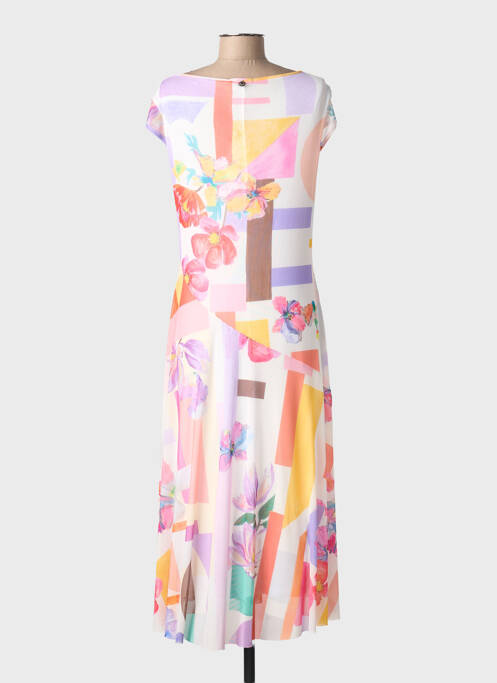 Robe mi-longue imprimé fleurs manches courtes rose MALOKA femme