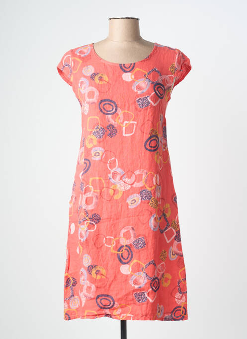 Robe courte manches courtes manches courtes orange COULEURS DU TEMPS femme