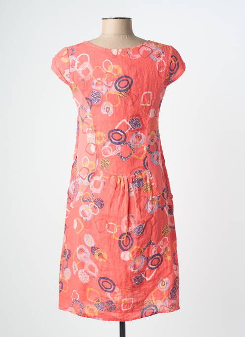 Robe courte manches courtes manches courtes orange COULEURS DU TEMPS femme