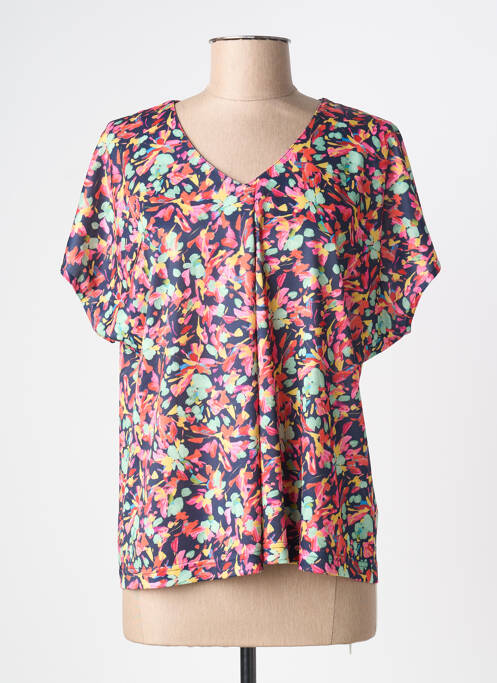 T-shirt col v manches courtes bleu GRIFFON femme