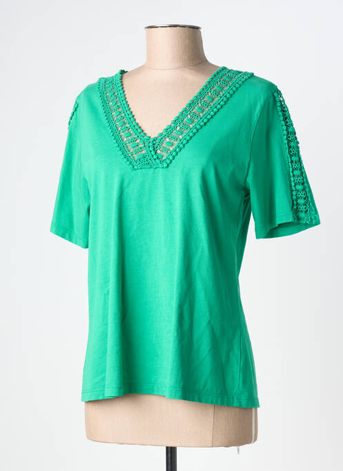 T-shirt col v manches courtes vert MALOKA femme