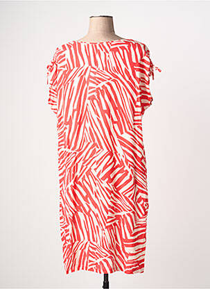 Robe mi-longue tissage crêpe manches courtes rouge MASSANA femme