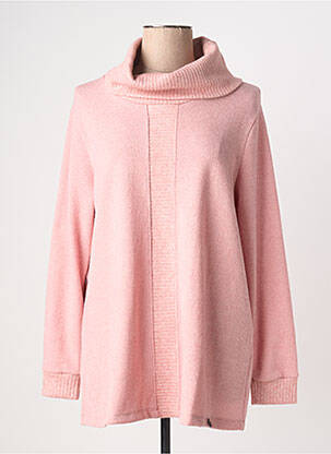 Pull col roulé coupe droite manches longues rose MALOKA femme