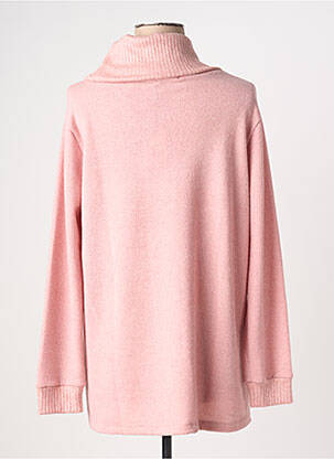 Pull col roulé coupe droite manches longues rose MALOKA femme