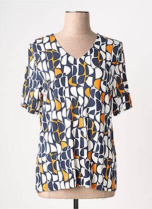 T-shirt col v manches courtes bleu BARBARA LEBEK femme