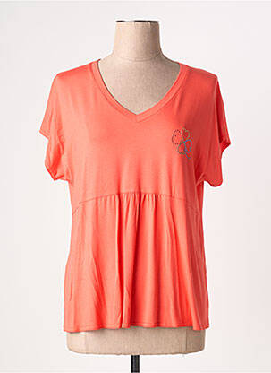 T-shirt sérigraphie avec strass manches courtes orange GRIFFON femme
