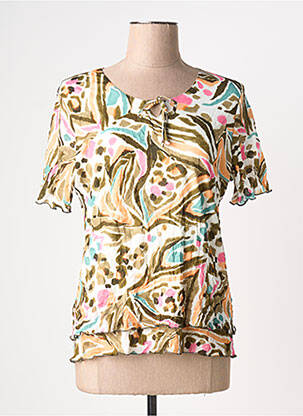 Top imprimé fantaisie manches courtes vert GRIFFON femme
