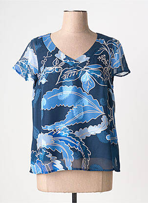 Top coupe fluide manches courtes bleu GREGORY PAT femme