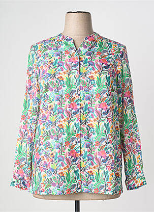 Chemisier imprimé fleurs manches longues vert FRANCE RIVOIRE femme