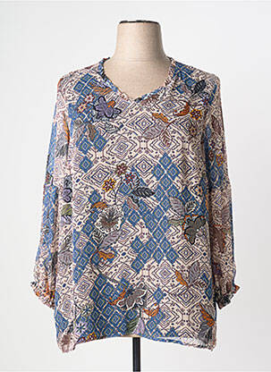 Blouse imprimé fleurs manches longues bleu MERI & ESCA femme