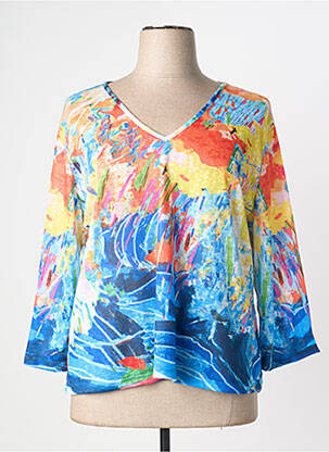 Top stretch manches 3/4 bleu MALOKA femme
