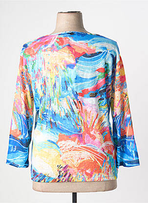 Top stretch manches 3/4 bleu MALOKA femme