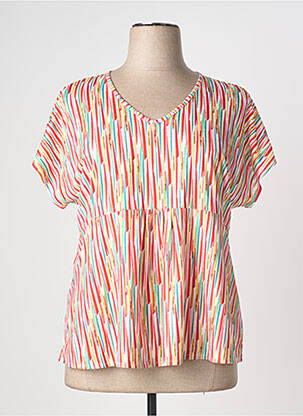 T-shirt col v manches courtes rouge GRIFFON femme