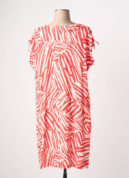Robe mi-longue tissage crêpe manches courtes rouge MASSANA femme