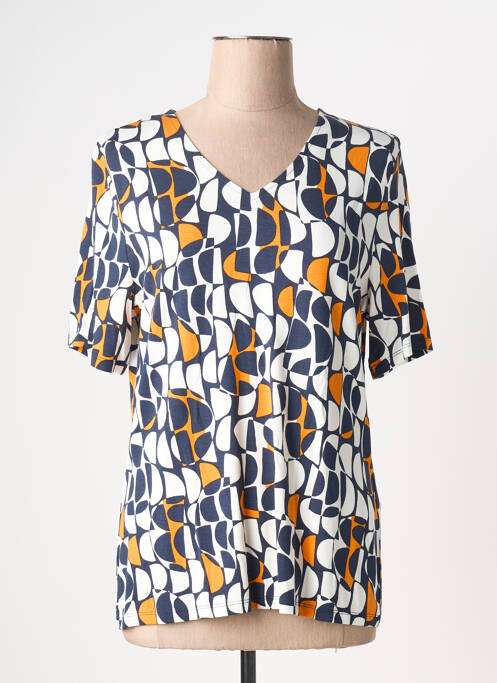 T-shirt col v manches courtes bleu BARBARA LEBEK femme