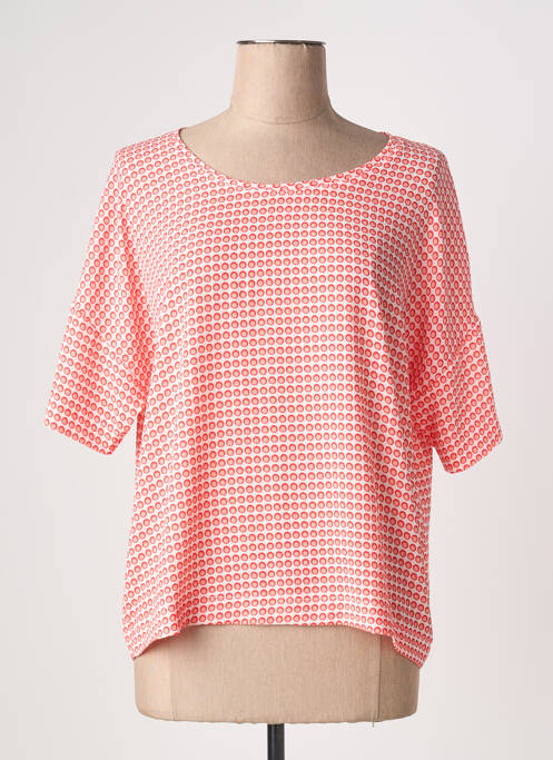 Blouse légère et transparente manches courtes rose GRIFFON femme