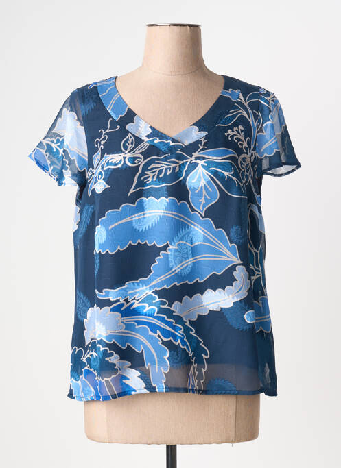 Top coupe fluide manches courtes bleu GREGORY PAT femme