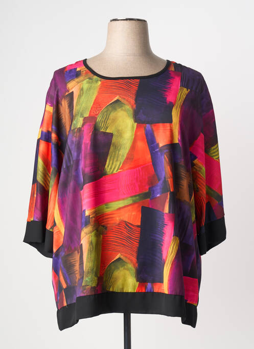 Top imprimé fantaisie manches 3/4 noir GREGORY PAT femme