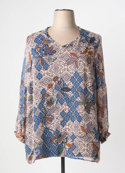 Blouse imprimé fleurs manches longues bleu MERI & ESCA femme