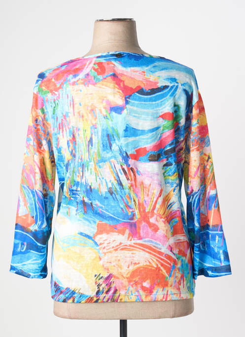 Top tissage jersey manches 3/4 bleu MALOKA femme