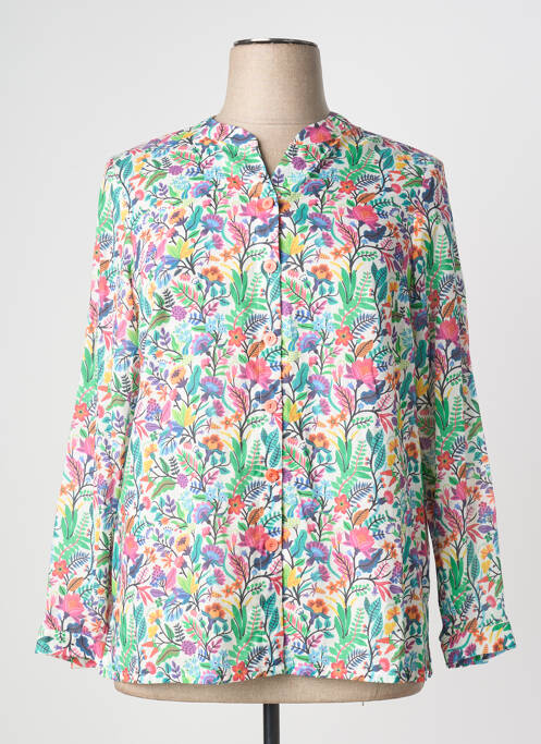 Chemisier imprimé fleurs manches longues vert FRANCE RIVOIRE femme