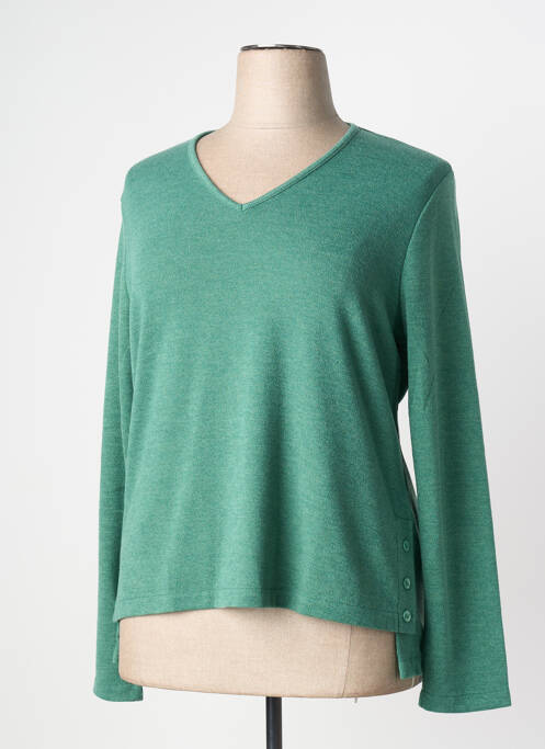 Pull tissage chiné manches longues vert MALOKA femme