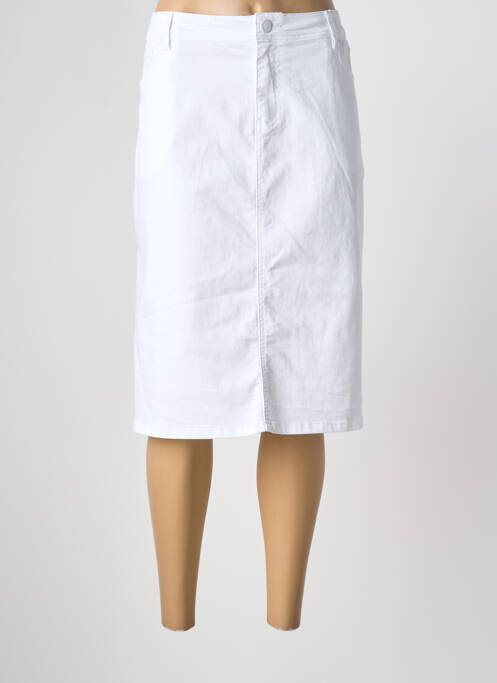 Jupe mi-longue coupe droite blanc GRIFFON femme