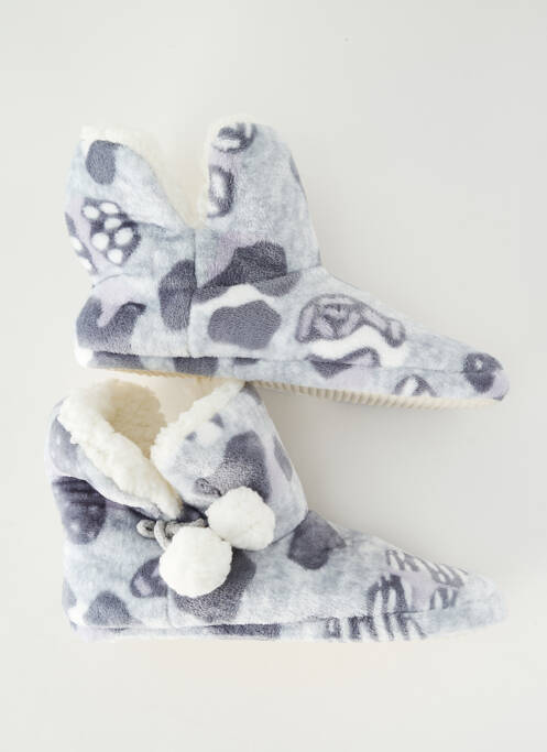 Chaussons/pantoufles bout rond talon plat jusqu'à 3cm gris MASSANA femme