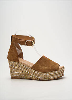 Espadrilles nubuck talon de 7 à 9cm marron HEINE femme