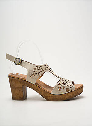 Sandales/nu pieds semi compensé talon de 7 à 9cm beige HEINE femme
