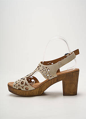 Sandales/nu pieds semi compensé talon de 7 à 9cm beige HEINE femme