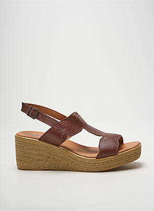 Sandales/nu pieds tissage satiné talon de 4 à 6cm marron HEINE femme