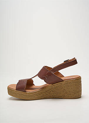 Sandales/nu pieds tissage satiné talon de 4 à 6cm marron HEINE femme