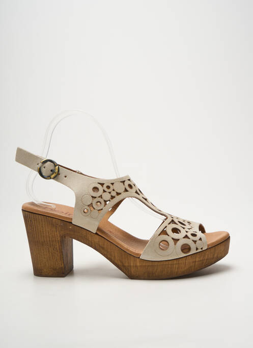Sandales/nu pieds semi compensé talon de 7 à 9cm beige HEINE femme