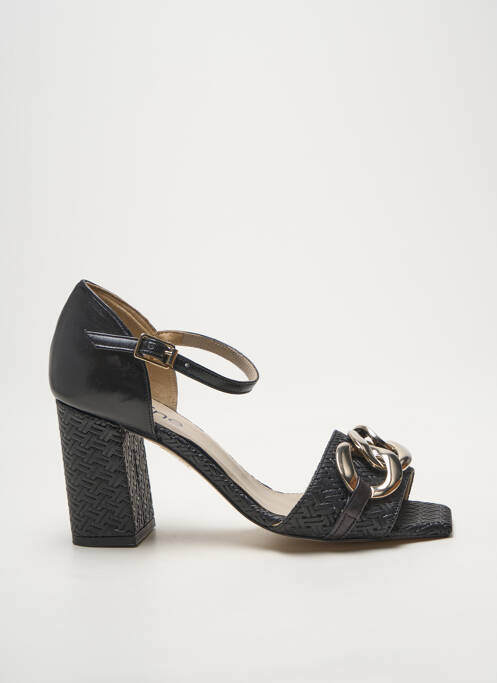 Sandales/nu pieds tissage satiné talon de 7 à 9cm noir HEINE femme