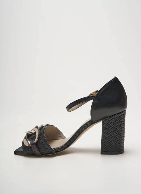 Sandales/nu pieds tissage satiné talon de 7 à 9cm noir HEINE femme