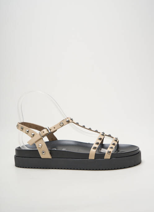 Sandales/nu pieds tissage satiné talon plat jusqu'à 3cm beige HEINE femme
