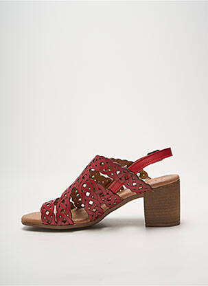 Sandales/nu pieds tissage satiné talon de 4 à 6cm rouge HEINE femme