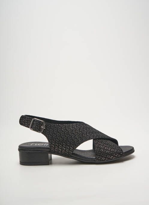 Sandales/nu pieds tissage satiné talon plat jusqu'à 3cm noir HEINE femme