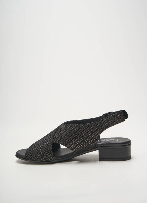Sandales/nu pieds tissage satiné talon plat jusqu'à 3cm noir HEINE femme